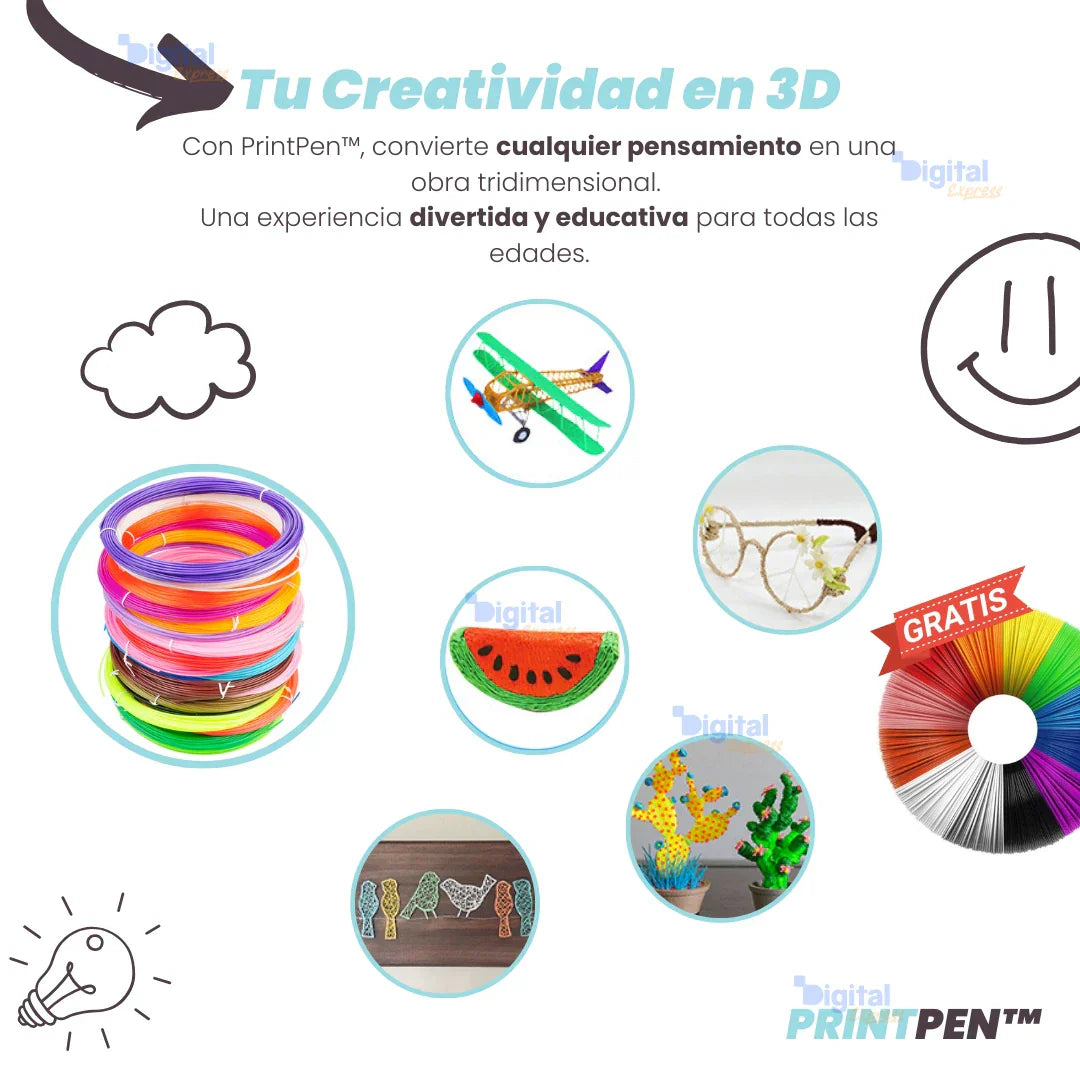 PrintPen™ - Caneta Impressora 3D + 9 Metros Filamentos Grátis (Promoción del Día del Niño)