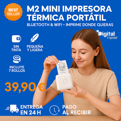 M2 Mini Impresora Térmica Portátil Bluetooth & WiFi – Imprime Donde Quieras 🖨️📱