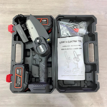 Mini Motosierra Eléctrica Portátil con 2 Baterías 48V Gratis