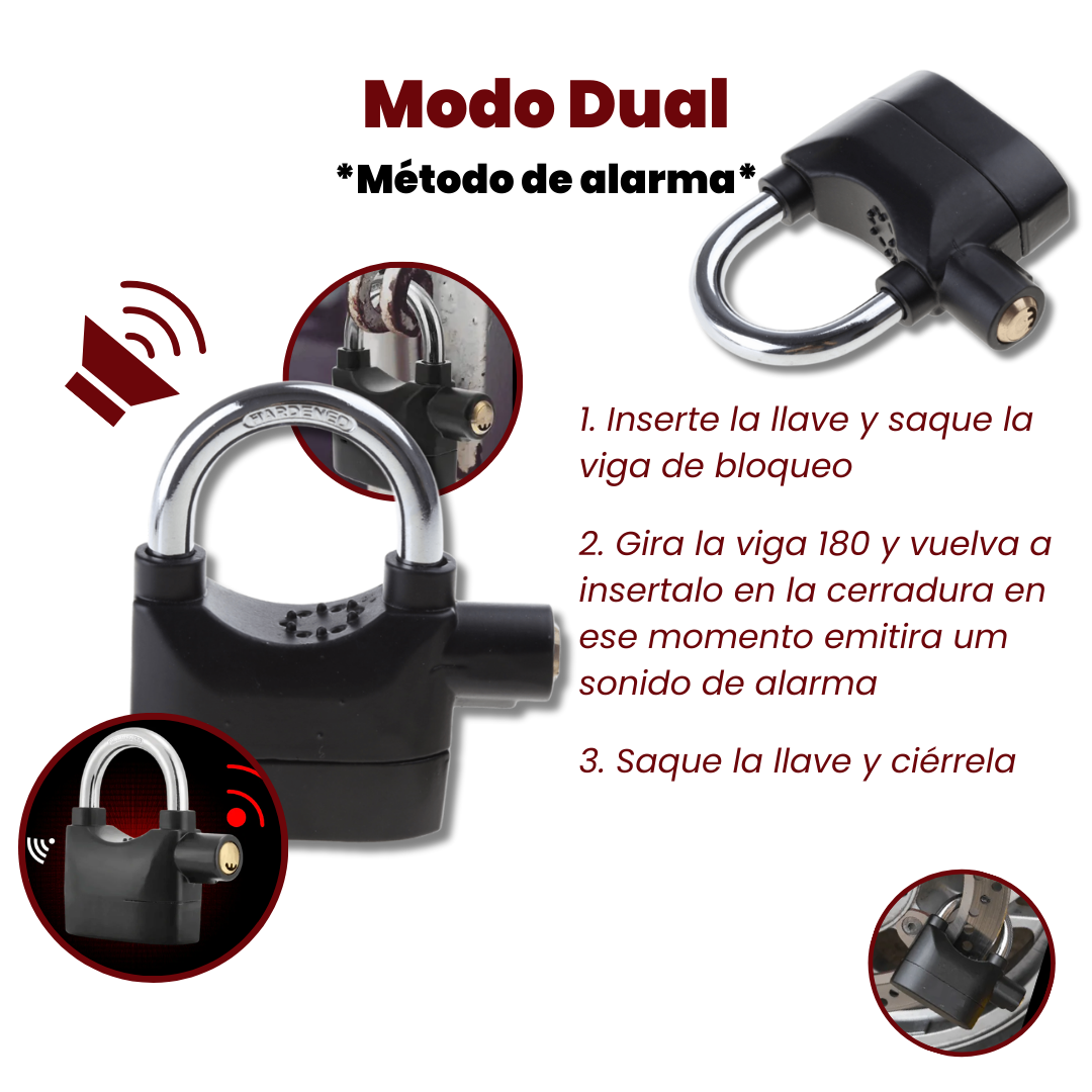 [COMPRA 1 Y LLEVA 2] Candado Antirrobo de Acero Endurecido con Alarma Integrada