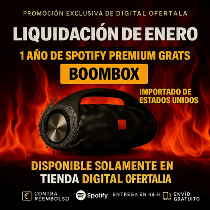 ¡POTENCIA Y SONIDO IMBATIBLES! ¡El BOOMBOX HA LLEGADO! +1 Año de Suscripción a Spotify Premium Gratis