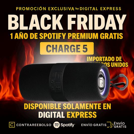 🔥Calentamiento Black Friday🔥 ¡POTENCIA Y SONIDO IMBATIBLES! ¡El CHARGE 5 HA LLEGADO! +1 Año de Suscripción a Spotify Premium Gratis