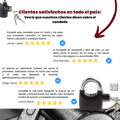 [COMPRA 1 Y LLEVA 2] Candado Antirrobo de Acero Endurecido con Alarma Integrada