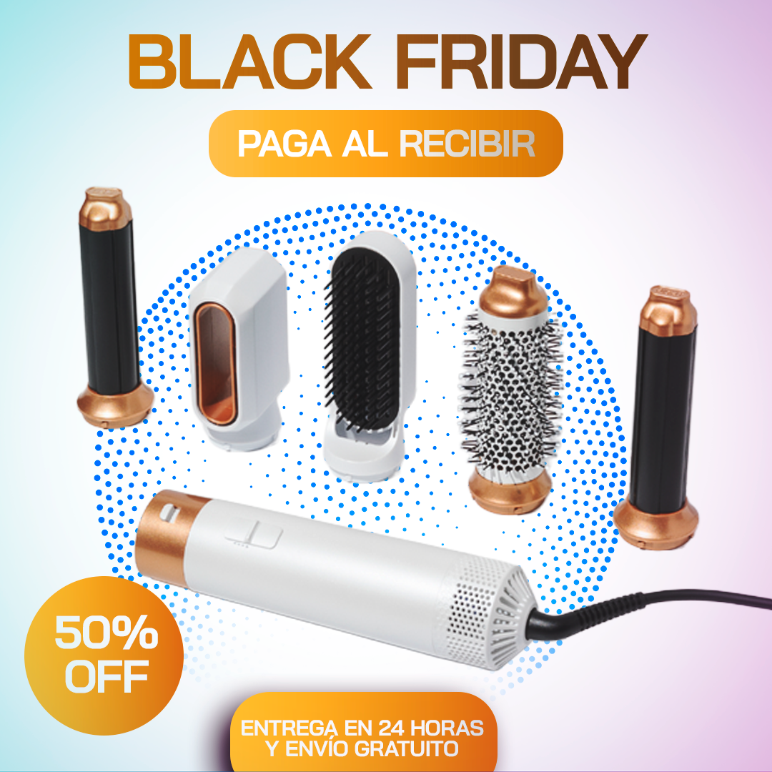 🔥Black Friday🔥 AirLuxe™ - Cepillo de Aire Caliente 5 en 1 – Seca, Alisa y Da Volumen en Minutos