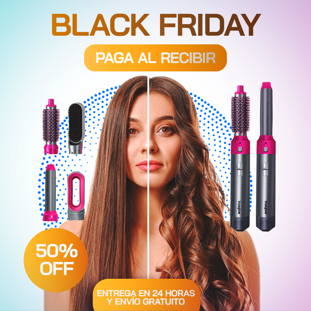 🔥Black Friday🔥 AirLuxe™ - Cepillo de Aire Caliente 5 en 1 – Seca, Alisa y Da Volumen en Minutos