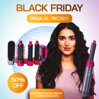 🔥Black Friday🔥 HairLiss™ - Cepillo de Aire Caliente 5 en 1 – Seca, Alisa y Da Volumen en Minutos