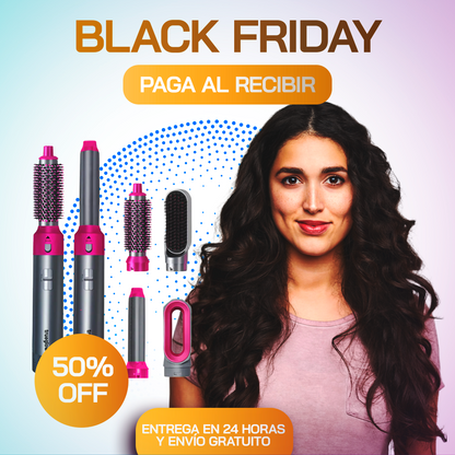 🔥Black Friday🔥 AirLuxe™ - Cepillo de Aire Caliente 5 en 1 – Seca, Alisa y Da Volumen en Minutos