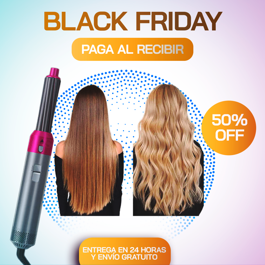 🔥Black Friday🔥 HairLiss™ - Cepillo de Aire Caliente 5 en 1 – Seca, Alisa y Da Volumen en Minutos