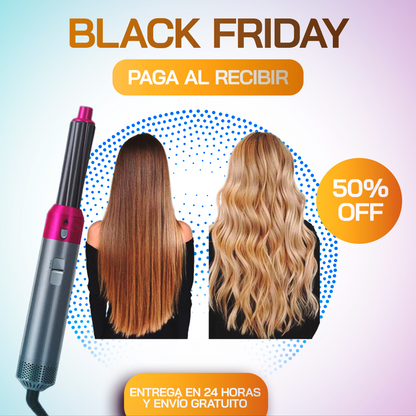 🔥Black Friday🔥 HairLiss™ - Cepillo de Aire Caliente 5 en 1 – Seca, Alisa y Da Volumen en Minutos
