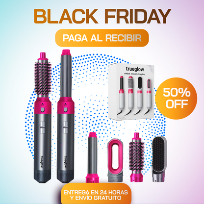 🔥Black Friday🔥 AirLuxe™ - Cepillo de Aire Caliente 5 en 1 – Seca, Alisa y Da Volumen en Minutos
