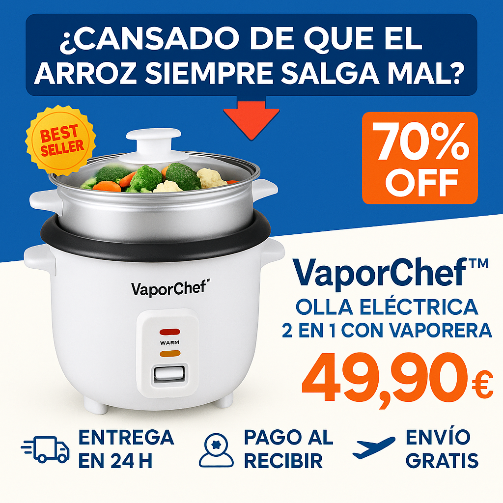 VaporChef™ - Olla Eléctrica 2 en 1 con Vaporera (LIQUIDACIÓN TOTAL - ¡Llévate la tuya con 70% OFF!)