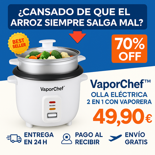 VaporChef™ - Olla Eléctrica 2 en 1 con Vaporera (LIQUIDACIÓN TOTAL - ¡Llévate la tuya con 70% OFF!)
