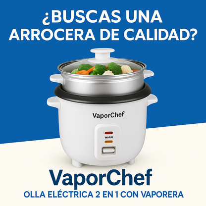 VaporChef™ - Olla Eléctrica 2 en 1 con Vaporera (LIQUIDACIÓN TOTAL - ¡Llévate la tuya con 70% OFF!)