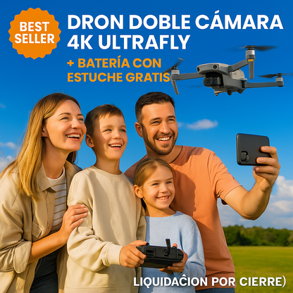 Drone Doble Cámara 4K UltraFly con Estuche + Kit Premiere de Edición de Video (Photoshop, Premiere, CapCut y Más)