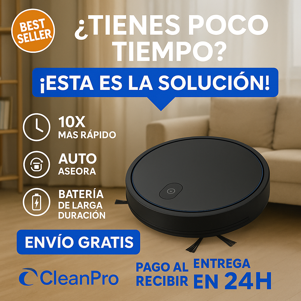 Robot Aspirador CleanPro™ | Limpia, Aspira y Pule Tu Hogar Sin Esfuerzo (LIQUIDACIÓN POR CIERRE)