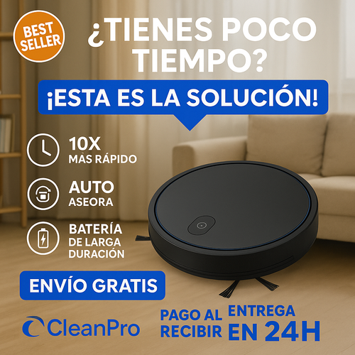 Robot Aspirador CleanPro™ | Limpia, Aspira y Pule Tu Hogar Sin Esfuerzo (LIQUIDACIÓN POR CIERRE)