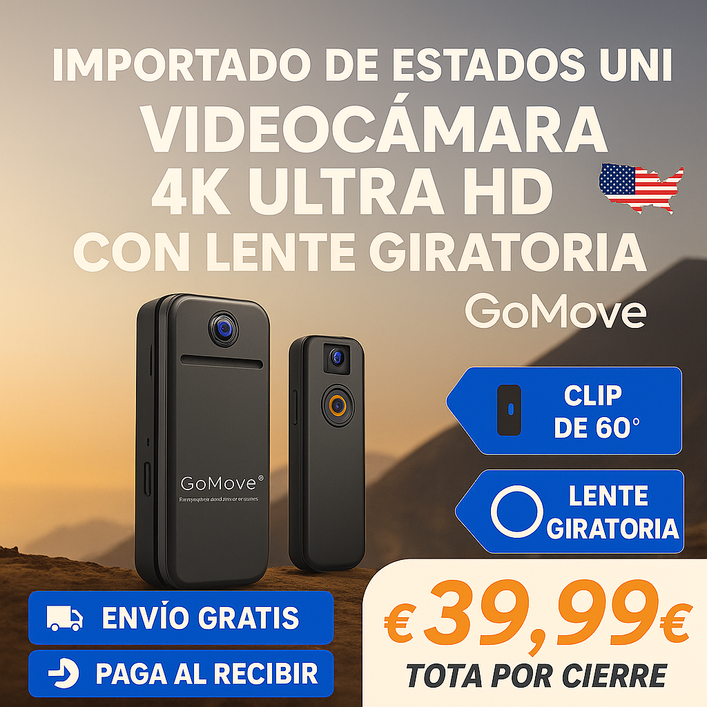 Videocámara 4K Ultra HD con Lente Giratoria de 180° - GoMove© (LIQUIDACION POR CIERRE)