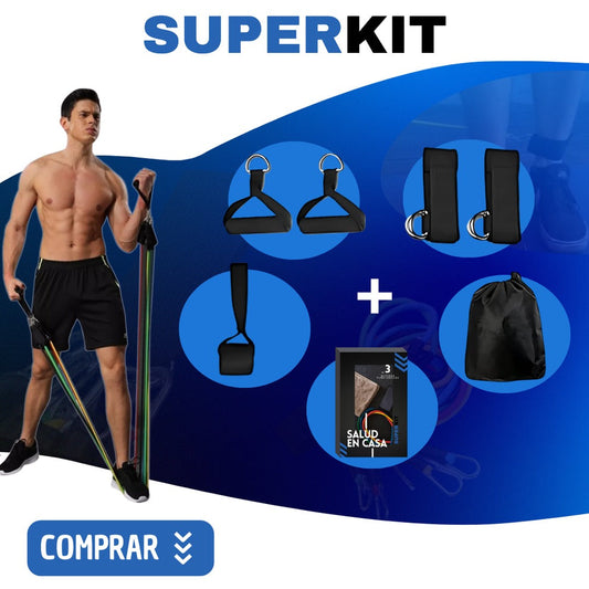 [ENTRENA EN CASA] SuperKit 11 Piezas – Bandas Tubulares + Guía para Tonificar Todo el Cuerpo