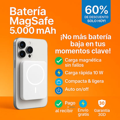 🔋 POWER BANK MAGSAFE 5000MAH – CARGA INSTANTÁNEA POR INDUCCIÓN Y USB, ¡ADIÓS A LA BATERÍA BAJA! 60% OFF HOY⚡