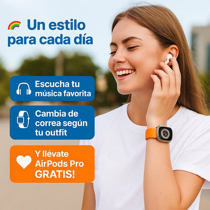 Smartwatch Ultra + 7 Correas + AirPods Pro 2ª Gen de REGALO (LIQUIDACIÓN POR CIERRE)