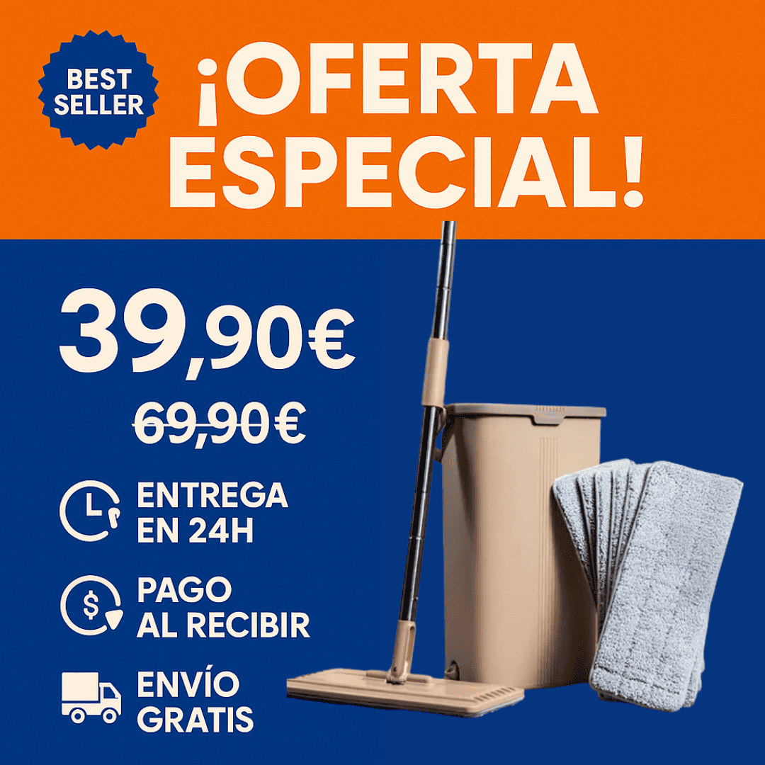 ¡Oferta: Mopa Fregona con Cubo Escurridor 7L – Fácil Limpieza, Cabezal Giratorio 360°