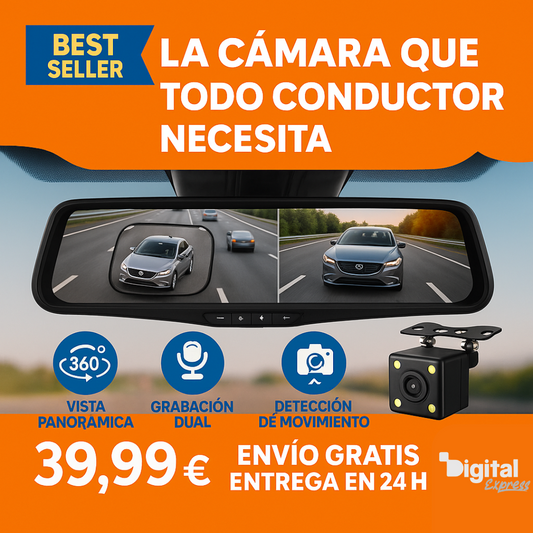 Retrovisor Inteligente con Cámaras Full HD + Visión Panorámica – ¡OFERTA POR TIEMPO LIMITADO!