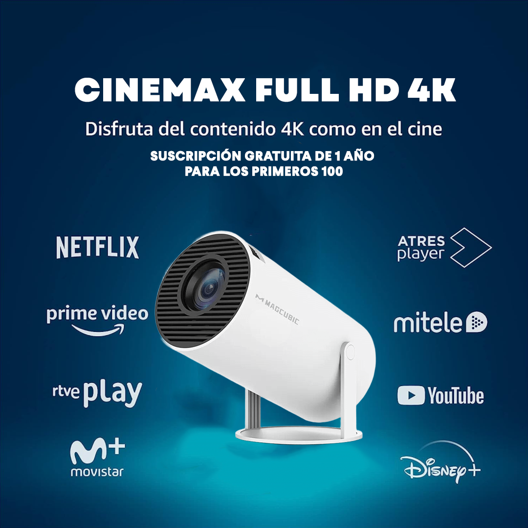 CineMax - Proyector Smart Portátil 4K Full HD 1080p [Suscripción gratuita de 1 año para los primeros 100]