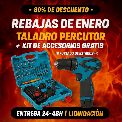 PACK MAESTRO 3-EN-1: Taladro Percutor Inalámbrico + Maletín + 28 Accesorios [REBAJAS DE ENERO] 🛠️