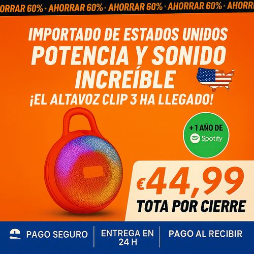 POTENCIA Y SONIDO INCREÍBLE ¡El ALTAVOZ CLIP 3 PRO HA LLEGADO +1 Año de Suscripción a Spotify Premium Gratis