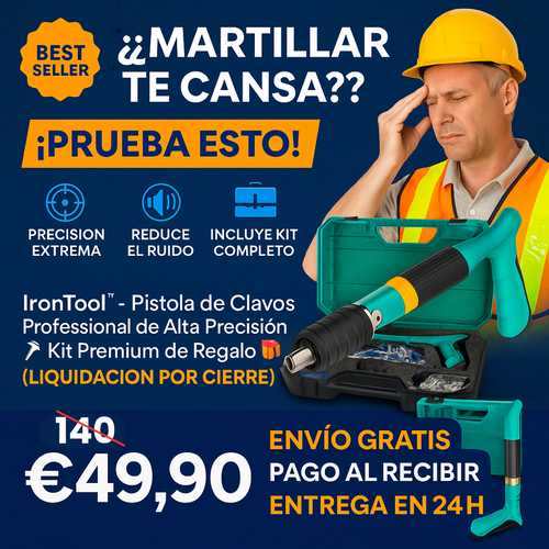 IronTool™ - Pistola de Clavos Profesional de Alta Precisión | Kit Premium de Regalo (LIQUIDACIÓN POR CIERRE)