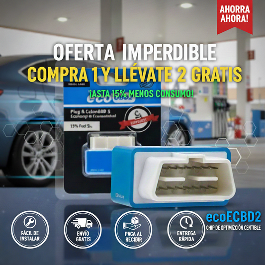 [PAGA 1, LLEVA 2] EcoFuel™ - Ahorrador de Gasolina OBD2 con Tecnología de Optimización Automática