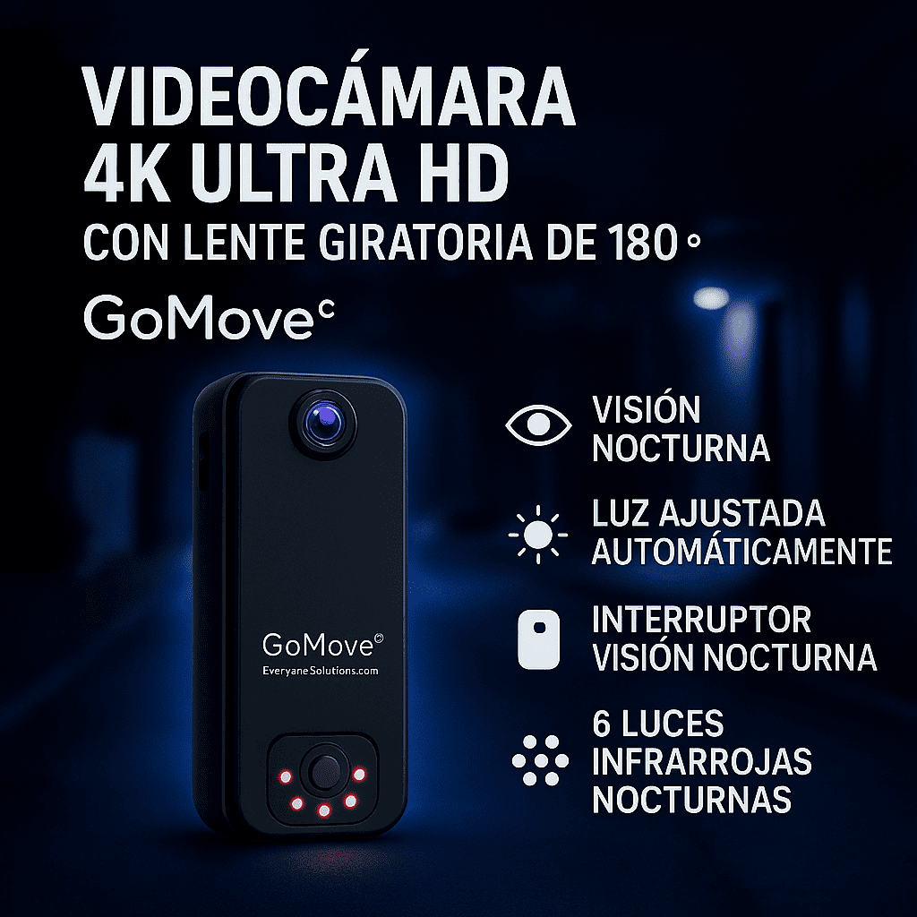 Videocámara 4K Ultra HD con Lente Giratoria de 180° - GoMove© (LIQUIDACION POR CIERRE)