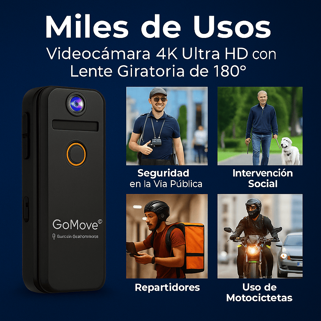 Videocámara 4K Ultra HD con Lente Giratoria de 180° - GoMove©