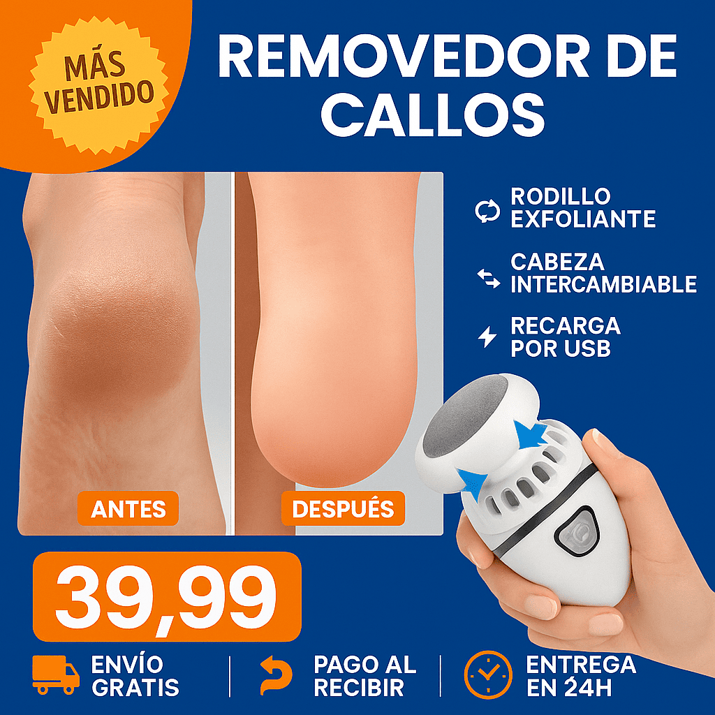 Removedor de Callos Eléctrico con Rodillo Exfoliante y Cabezal Reemplazable