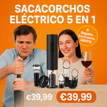 Sacacorchos Eléctrico 5 en 1 + 4 Regalos Exclusivos GRATIS