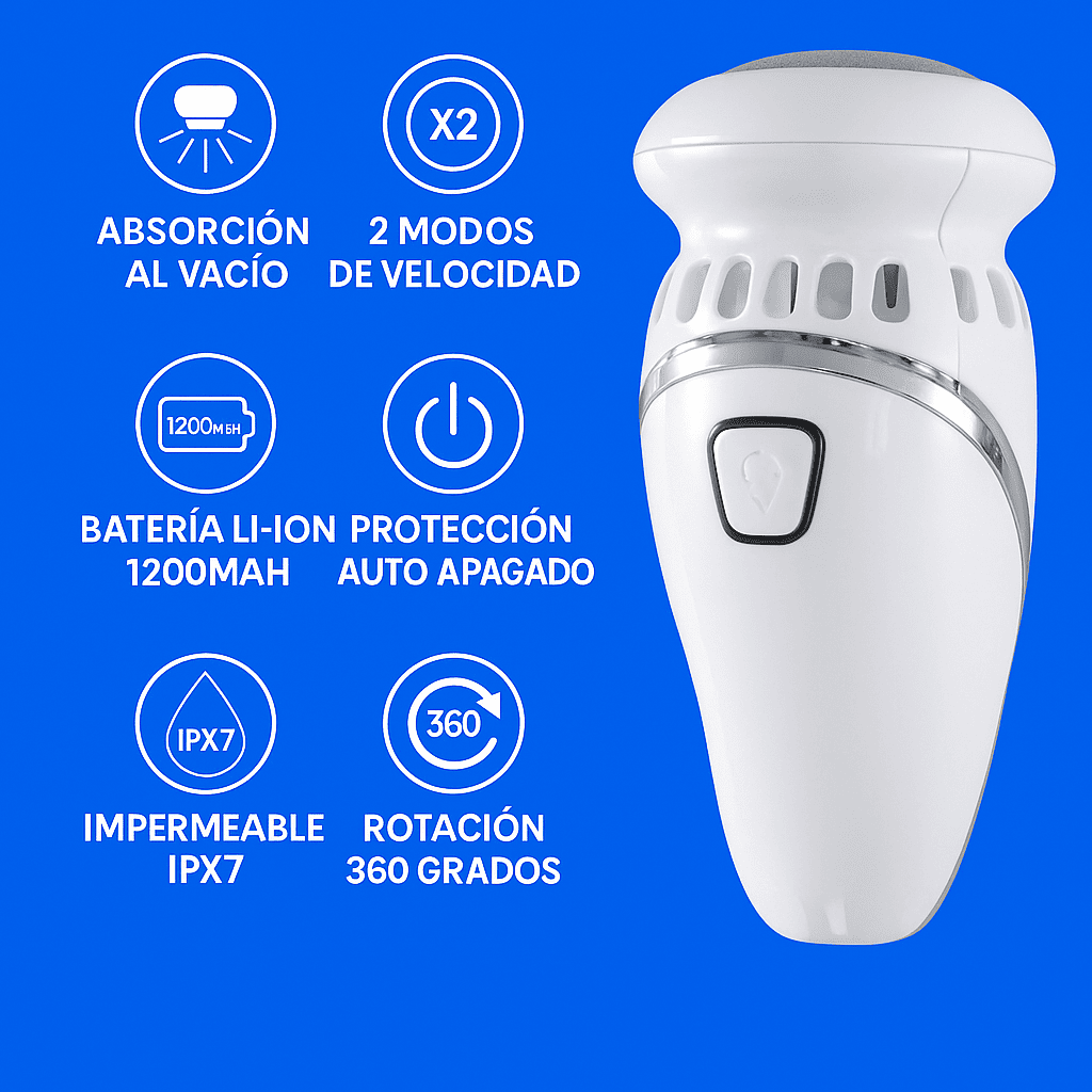 Removedor de Callos Eléctrico con Rodillo Exfoliante y Cabezal Reemplazable