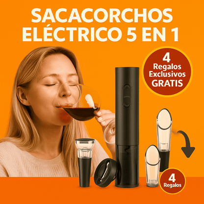 Sacacorchos Eléctrico 5 en 1 + 4 Regalos Exclusivos GRATIS