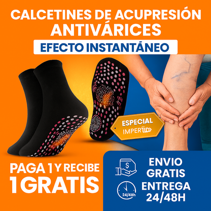 (Paga 1 y Recibe 1 Gratis) Calcetines de Acupresión Antivarices – Talla Universal (Compatible con cualquier tamaño).