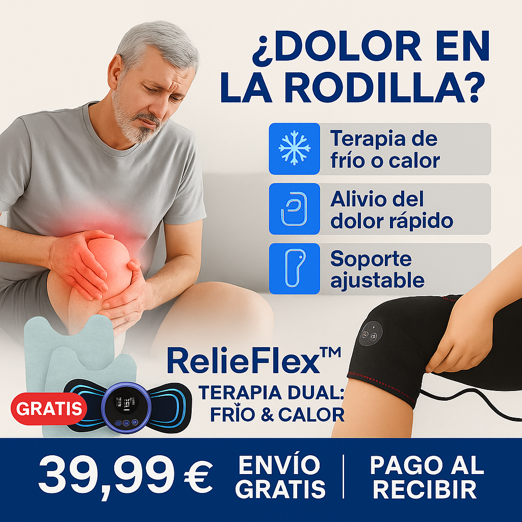 Kit Sin Dolor - Rodillera Masaje Térmico + Parches de Alivio del Dolor y Masajeador Cervical Gratis