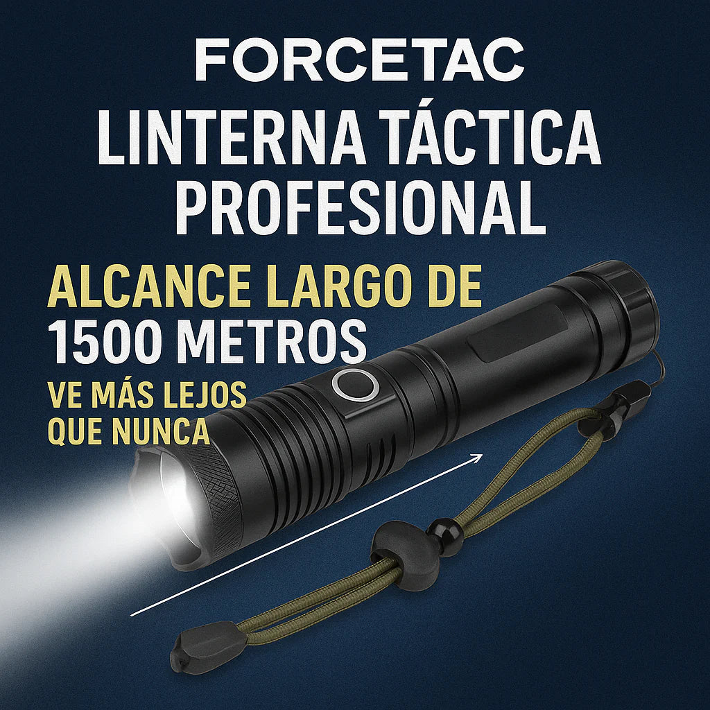ForceTac - Linterna Táctica Profesional [Ultra Potente, Recargable y Resistente al Agua]