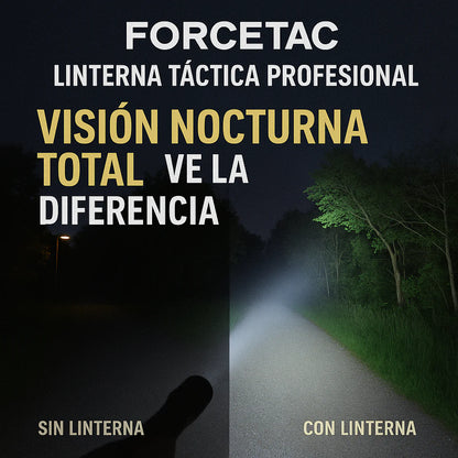 ForceTac - Linterna Táctica Profesional [Ultra Potente, Recargable y Resistente al Agua]