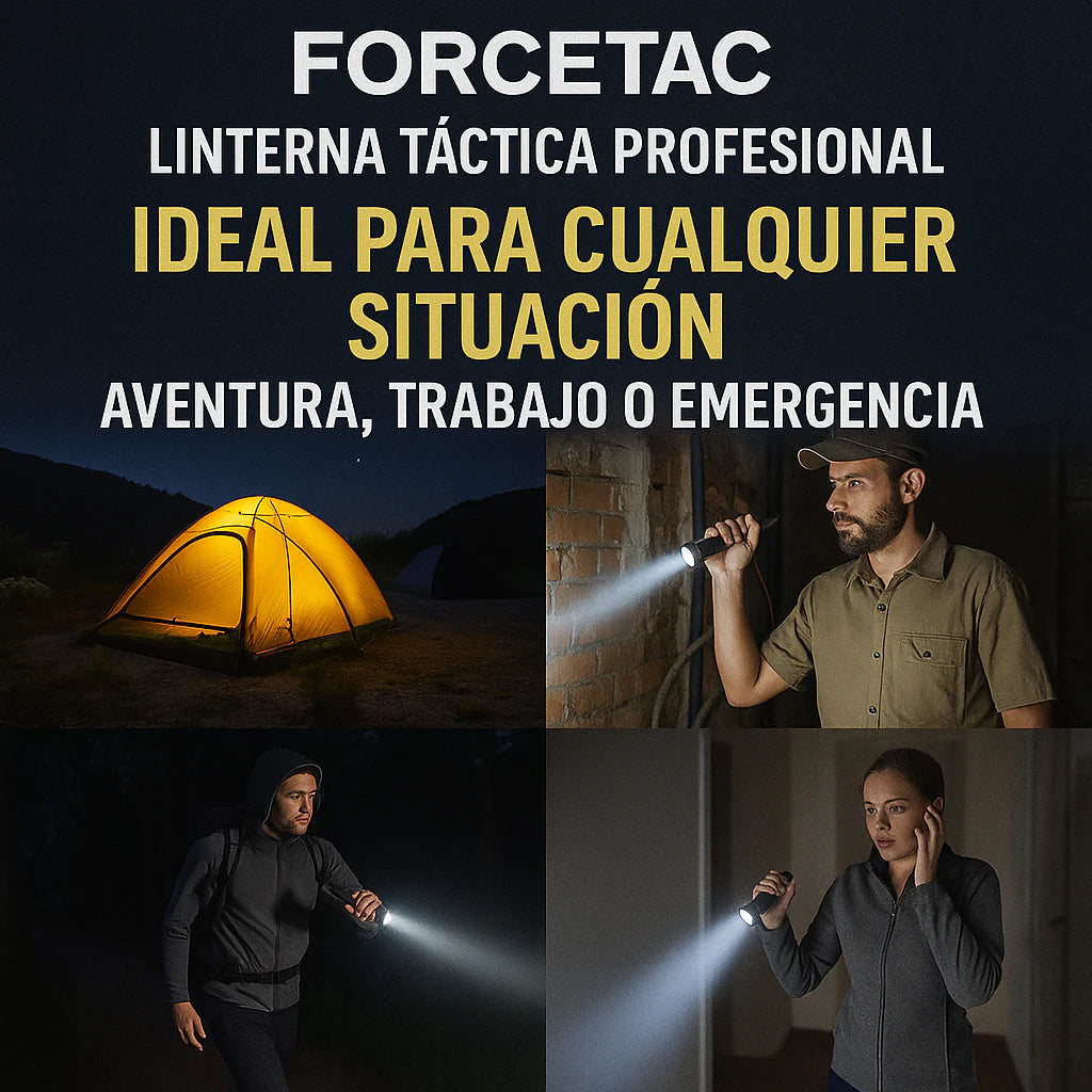 ForceTac - Linterna Táctica Profesional [Ultra Potente, Recargable y Resistente al Agua]