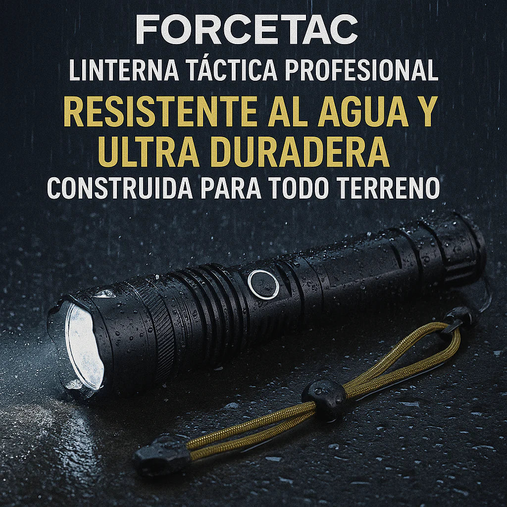 ForceTac - Linterna Táctica Profesional [Ultra Potente, Recargable y Resistente al Agua]