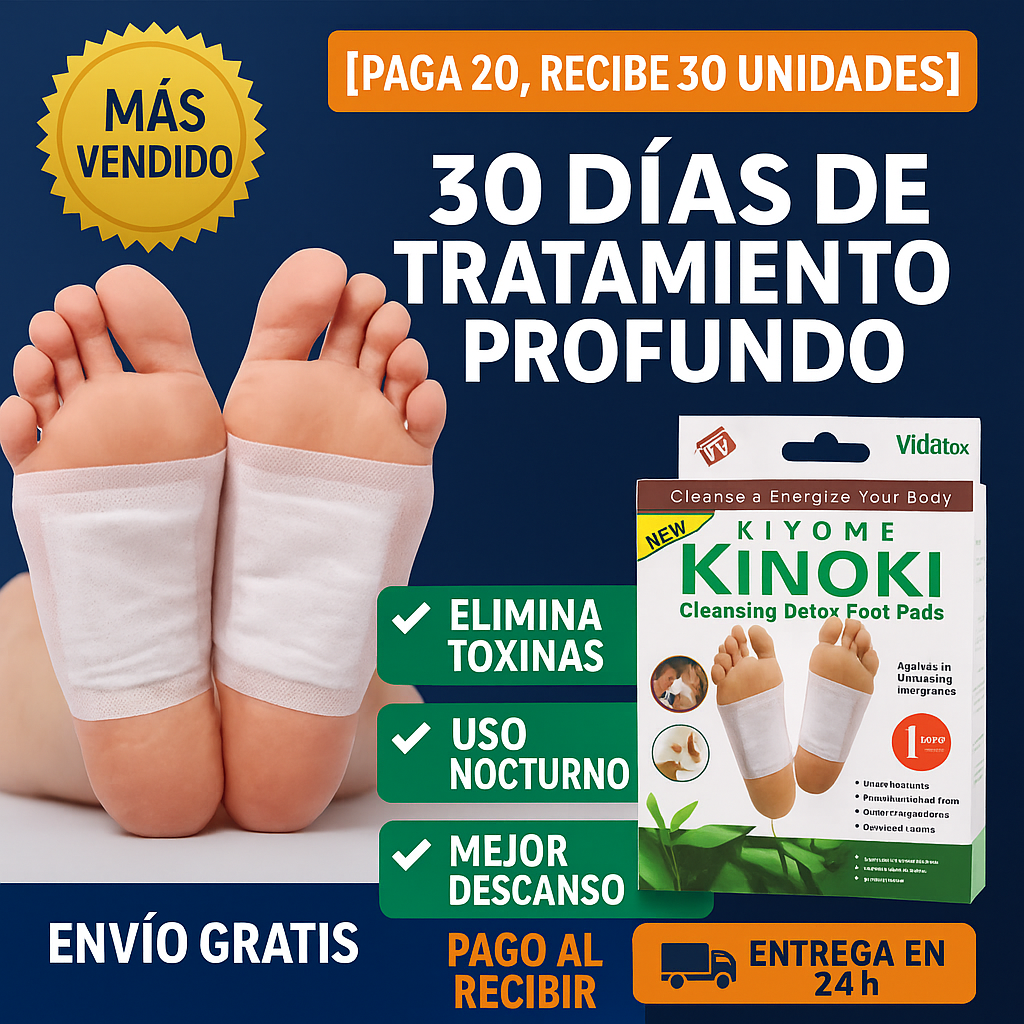 [Paga 20, Recibe 30 Unidades] Parche Detox Pies VidaTox™ – Eliminación de Toxinas Mientras Descansas