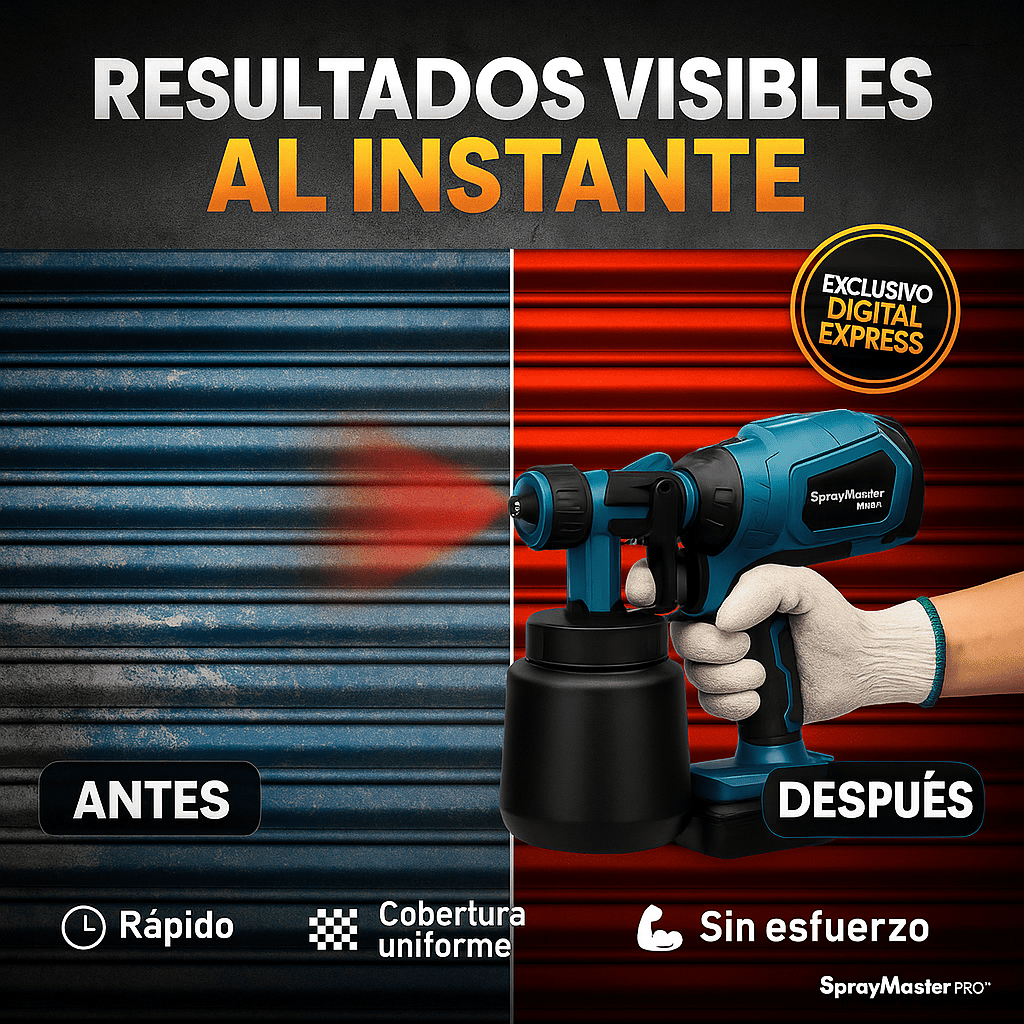 SprayMaster PRO™ - Pistola Americana Eléctrica con Guantes, Gafas, Filtro, Cepillo, Tubo, Limpiador y 2 Baterías Gratis