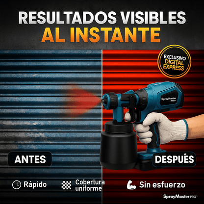SprayMaster PRO™ - Pistola Americana Eléctrica con Guantes, Gafas, Filtro, Cepillo, Tubo, Limpiador y 2 Baterías Gratis