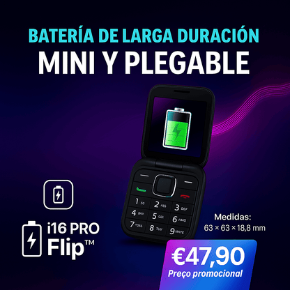 Teléfono Inteligente i16 PRO Flip™ – Diseño plegable, batería duradera, cámara UHD (LIQUIDACION POR CIERRE)