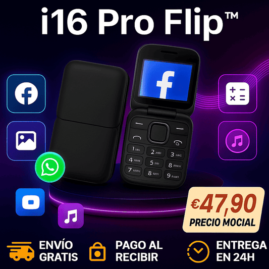 Teléfono Inteligente i16 PRO Flip™ – Diseño plegable, batería duradera, cámara UHD (LIQUIDACION POR CIERRE)
